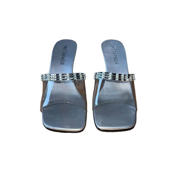 Metaphor Silver/Clear - Jewels - Square Toe Sandals Womens Size 10 - Picture 4 of 11